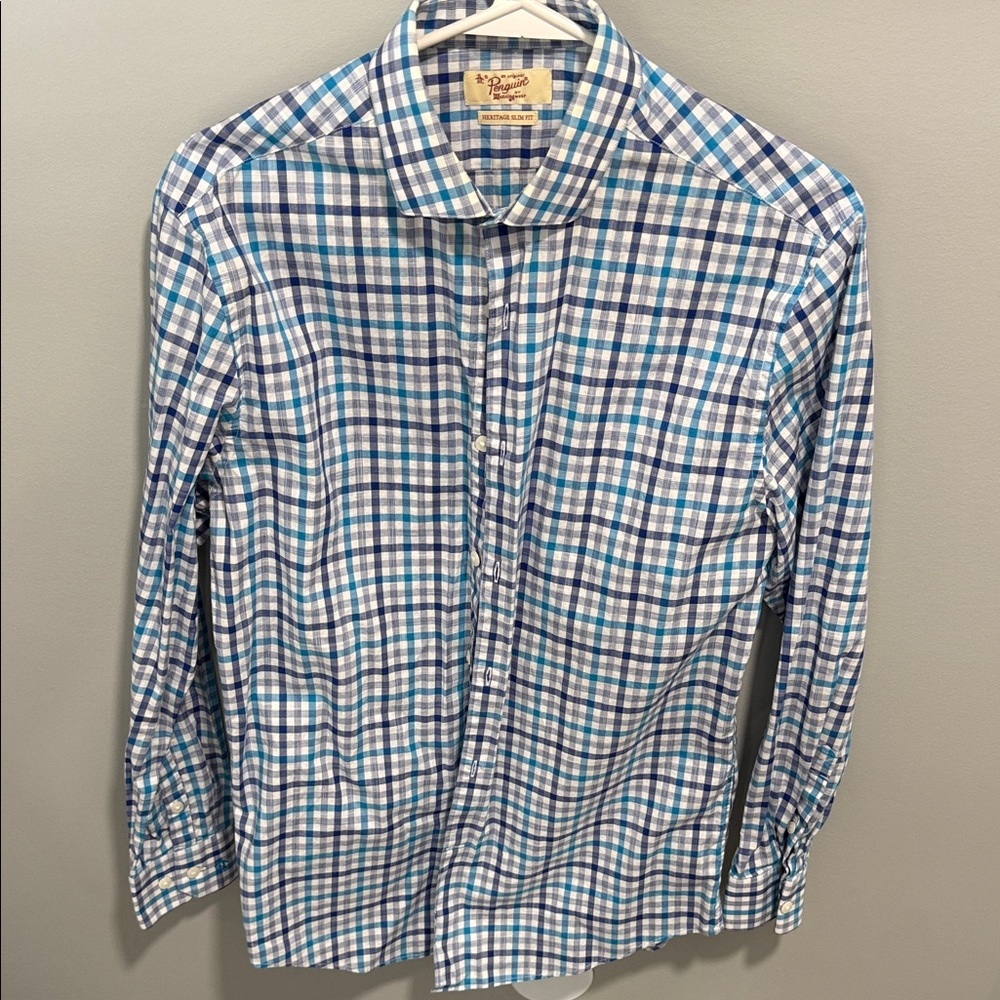 Original Penguin Blue and White Checkered Shirt
